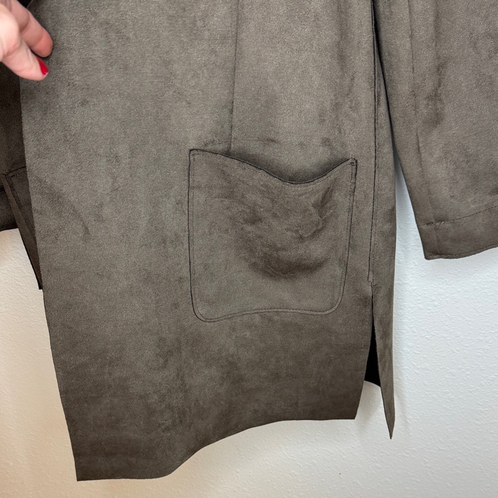 Zara Basic Faux Suede Dark Brown Women's Cape Coat with‎ Hood - Small - Picture 7 of 15
